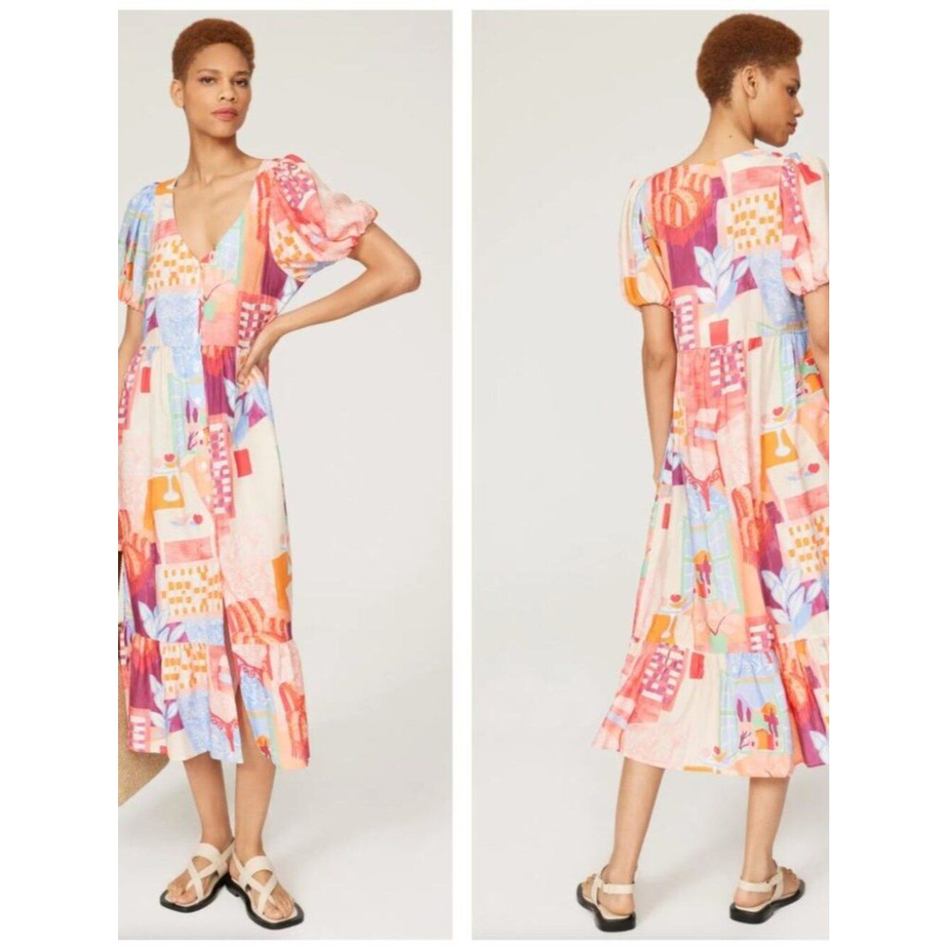 Untitled In Motion Caleo Maxi Dress In Room With A View Print Tropical Shift M — image 4 of 7